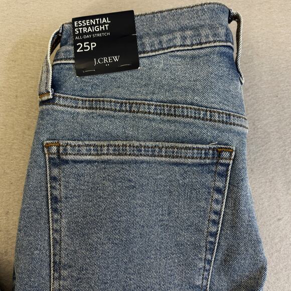 Vtg J CrewJeans Womens 25P Blue Denim Straight All Day Stretch Petite Frayed Hem - Picture 2 of 8